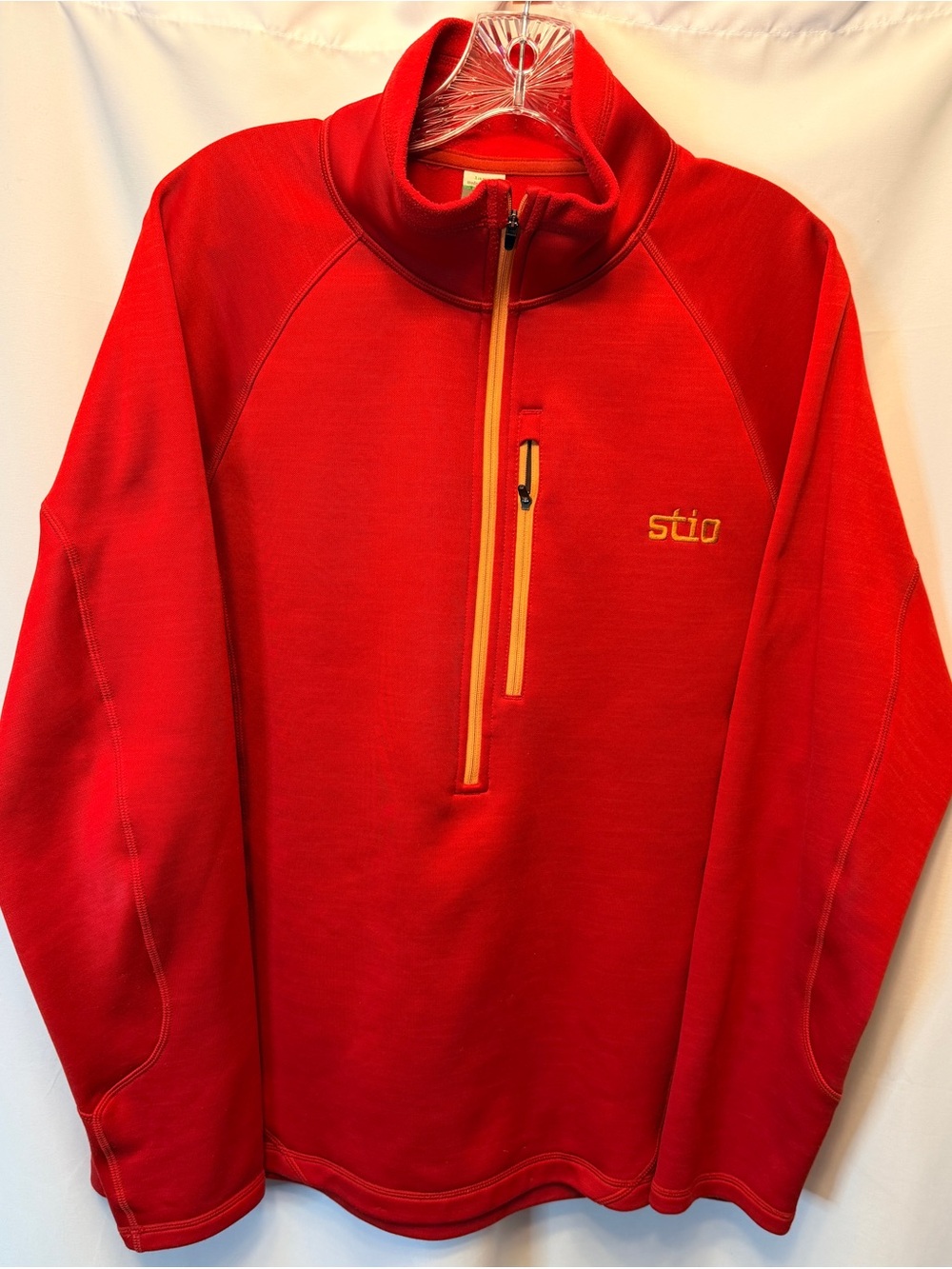 Stio Men's Size Large Gannett Peak Half Zip Jacket Sweatshirt Red Orange STY2247